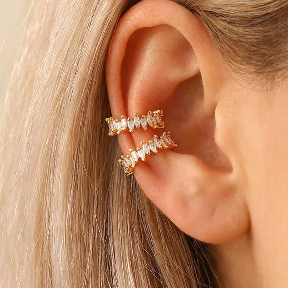No Piercing Ear Cuffs y Irregular CZ CShape Clip Earrings for Women Vintage French Korean Y2K Statement Valentine Jewelry 260623 - view 3
