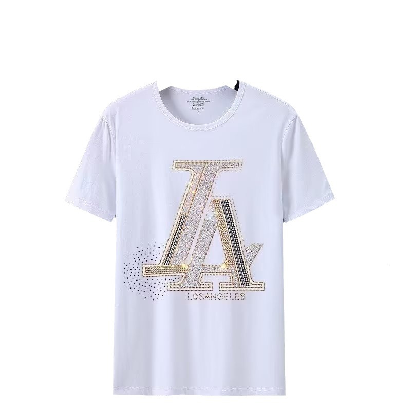 Men's Rhinestone T-Shirt, Punk Tie-Dye Letter Graphic Tee - Loose Fit, Short Sleeve, Square Neck, Black, Size Large, Casual Vacation Shirt for Autumn  - view 6