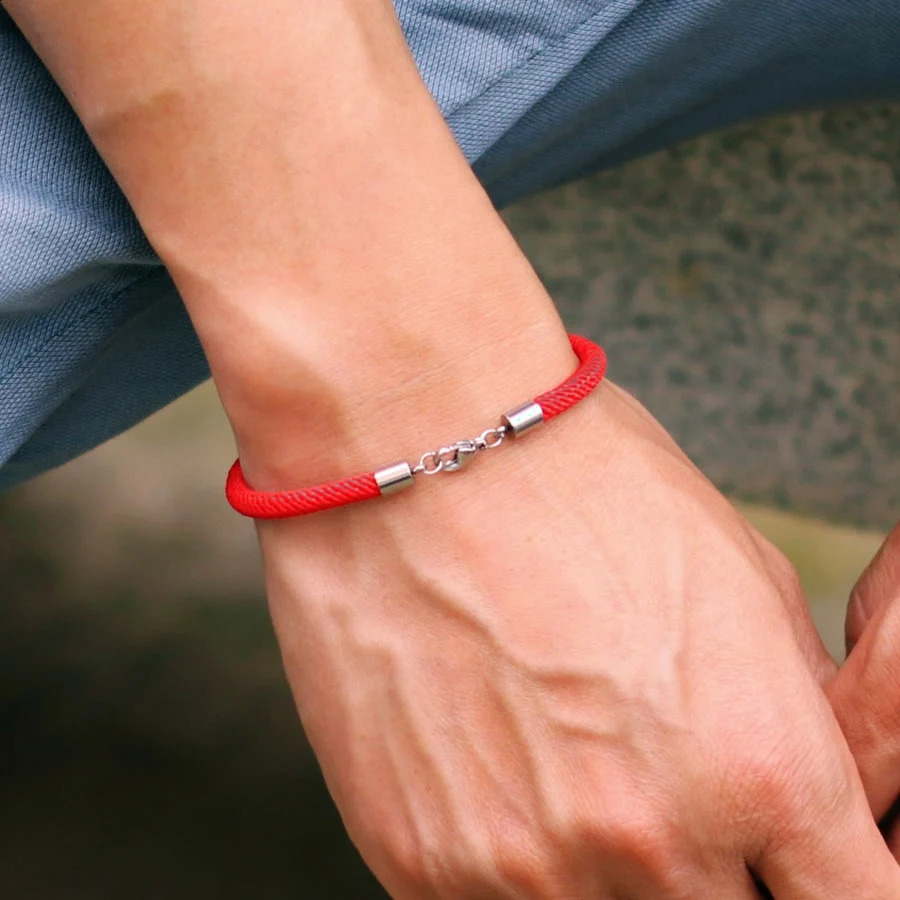 Lucky Red Thread Bracelet Men Stainless Steel Buckle Nautical Casual String Braclet Homme 4mm Pulseras Rojas Gifts For Him 260617