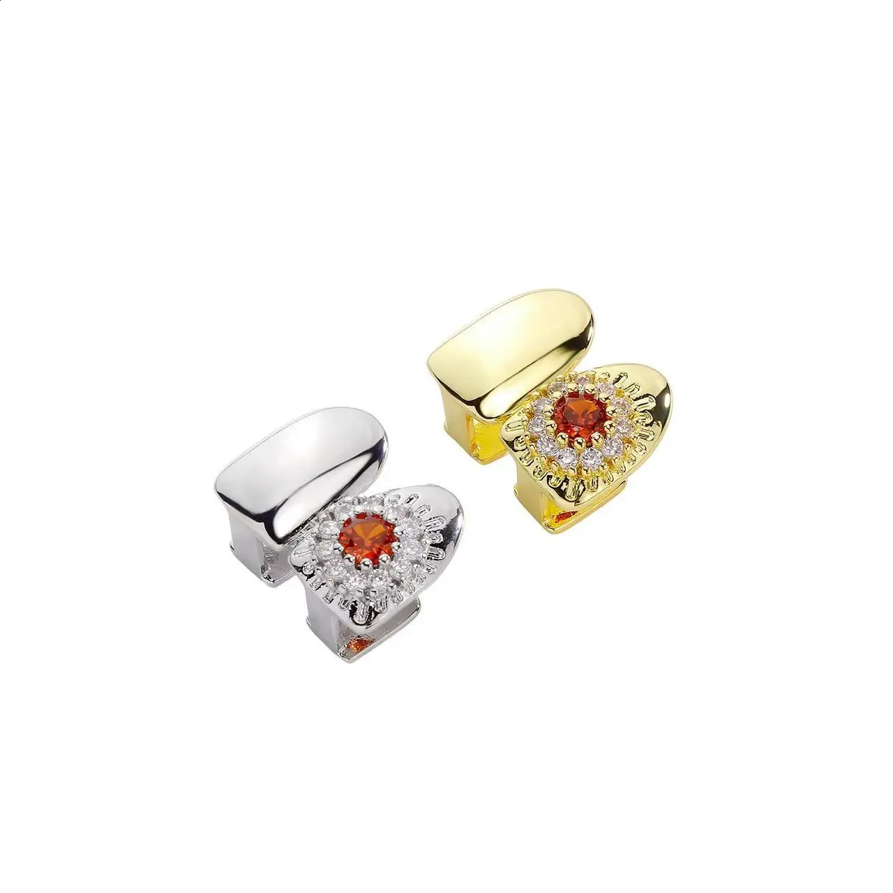 Gift Removable Hiphop Teeth Punk Flower n Dental Grills Gold Silver Color Bling Tooth Caps Party Cosplay 260623 - view 8