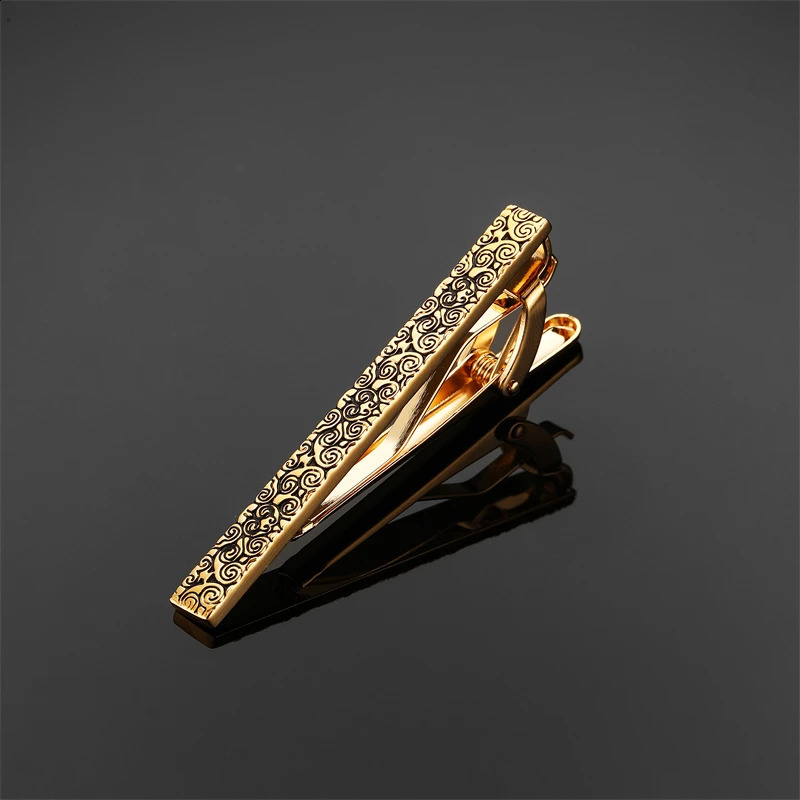 High quality carved rose tie clip fashionable mens tie wedding shirt clip brass material tie clip 260626 - view 6