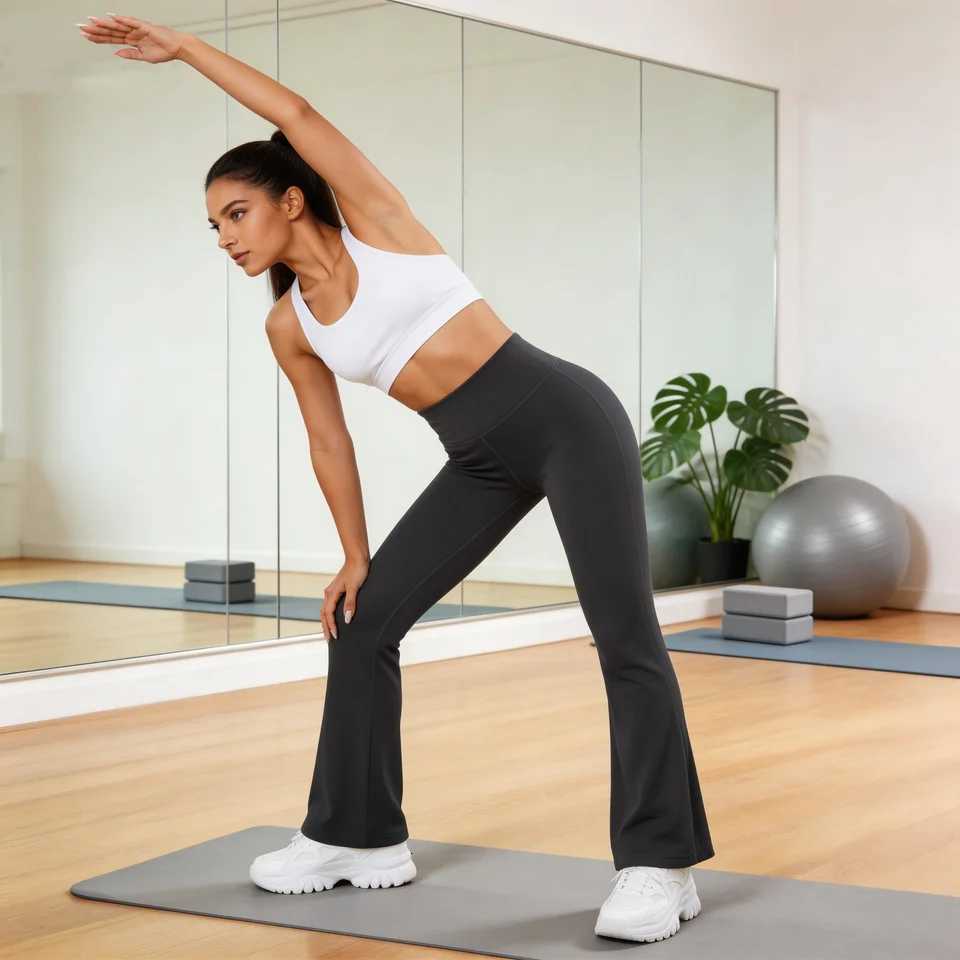 High-Waisted Womens Yoga Wide-Leg Pants High-Stretch Butt-Lifting Pilates Workout Fitness Training Outerwear Casual Hei M260626 - view 6
