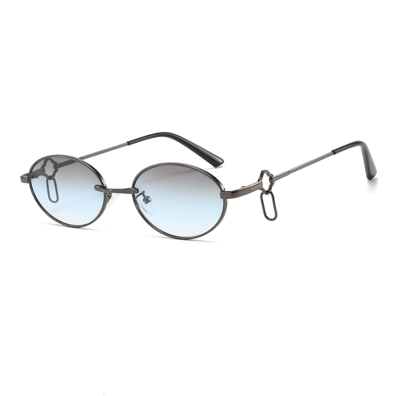 New Vintage Oval Metal Sunglasses, European American Fashion, Trendy And Unique Hip-Hop Style Women's Sunglasses - view 3