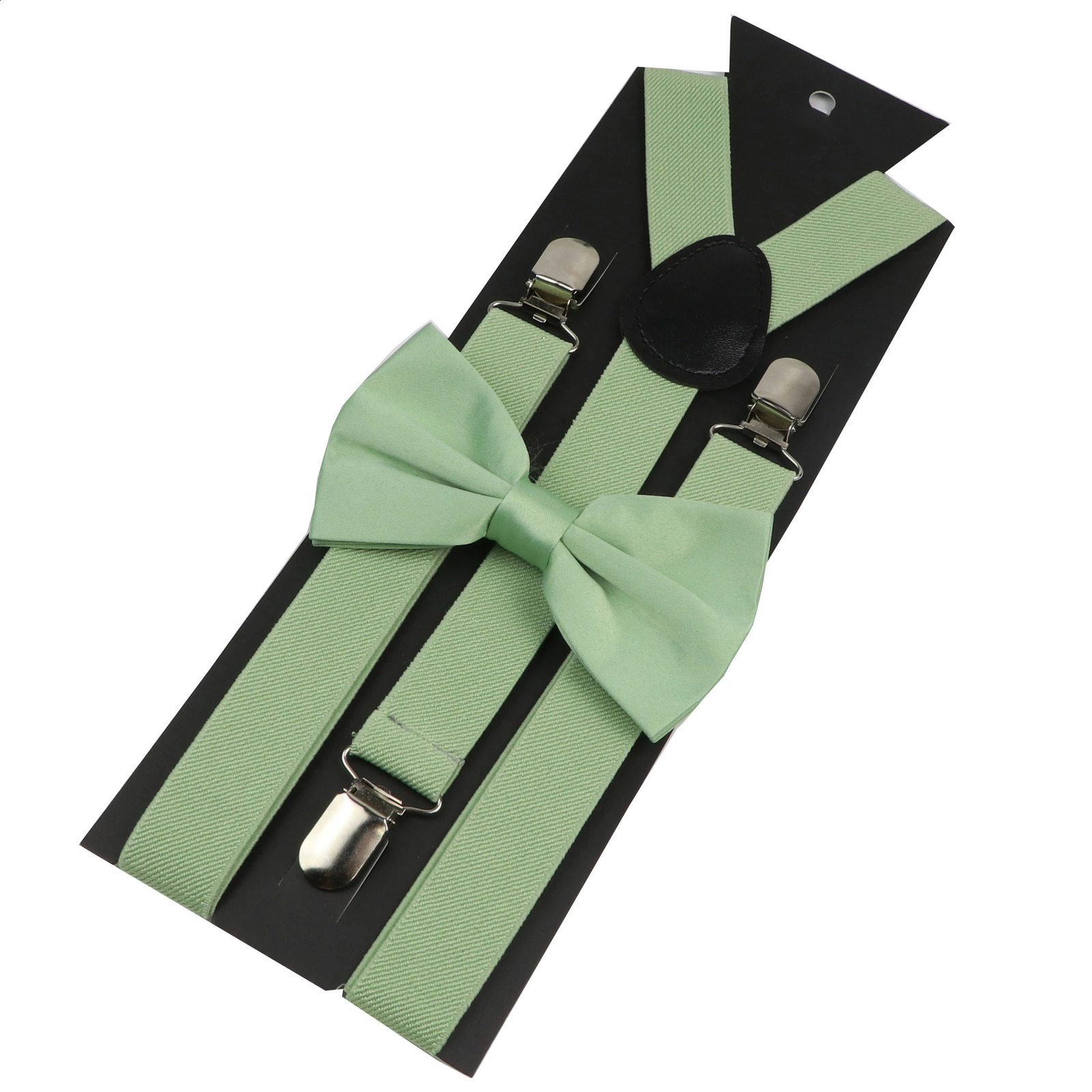 Elastic Leather Suspenders Bowtie Set Braces Men Women Sage Green Adjustable Braces Straps For Wedding Y-Back Shirt Accessories 260626 - view 5