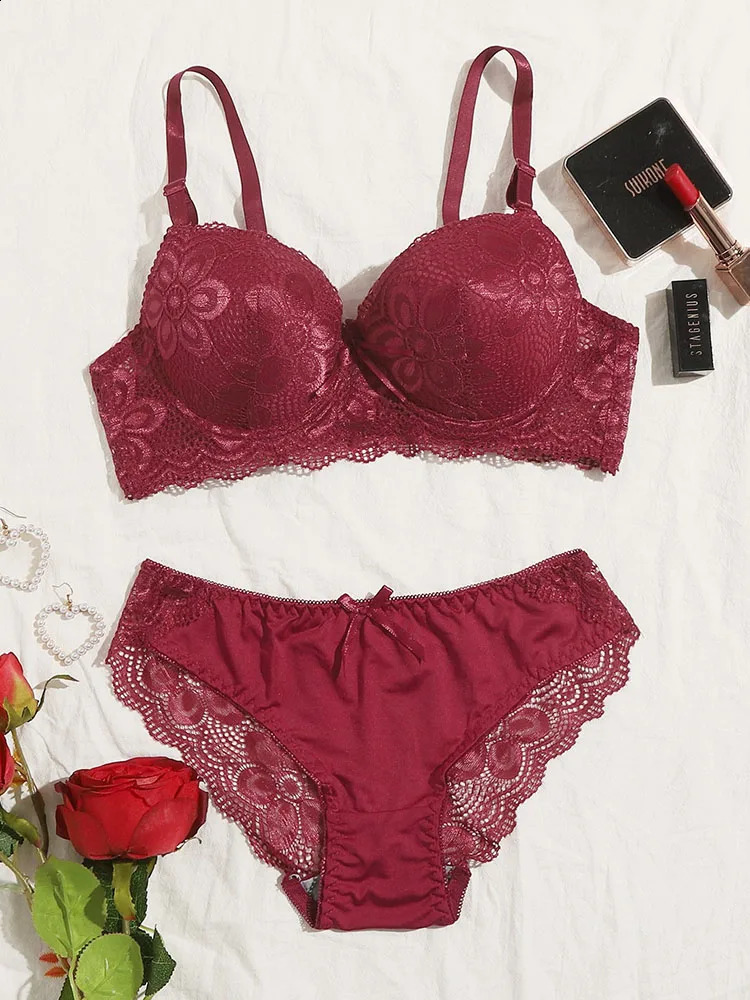 Transparent Floral Two Pieces Clothing Underwire Push Up Lingeries For Woman A2123 260626