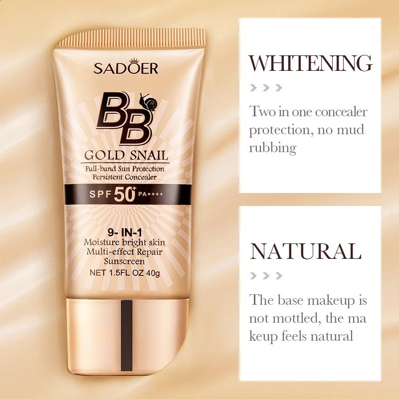 SADOER Gold Snail Sunscreen BB Cream Foundation Concealer Moisturizing Isolation Cream SPF50PA 40g 260625 - view 6