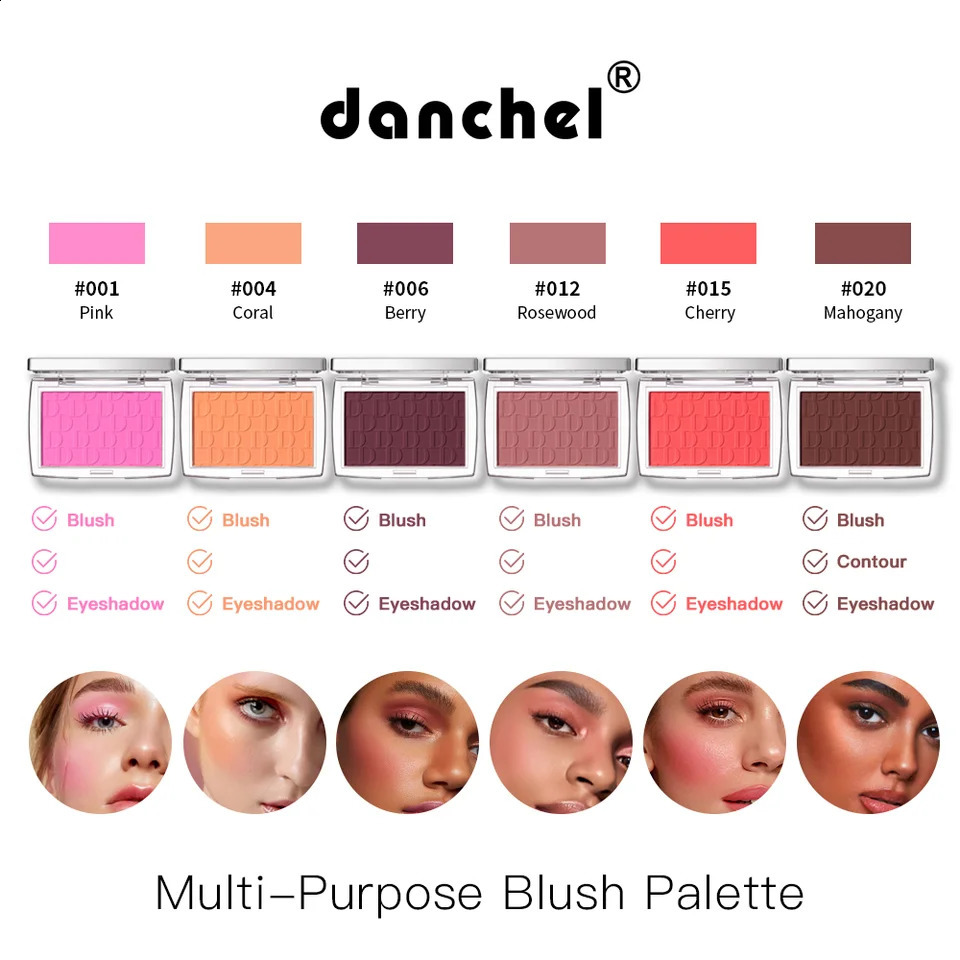 2pcs Matte Embossed Blush Brush Long Lasting High Pigmented Multi-Purpose Blush Palette Pink Natural Color Rendering Cosmetics 260625 - view 4