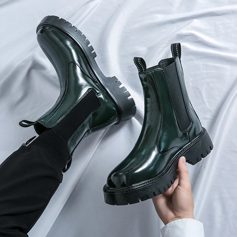 Classic Chelsea Boots Men PU High Side Elastic Belt Solid Color Fashion Professional Business Formal Men Boots 260626