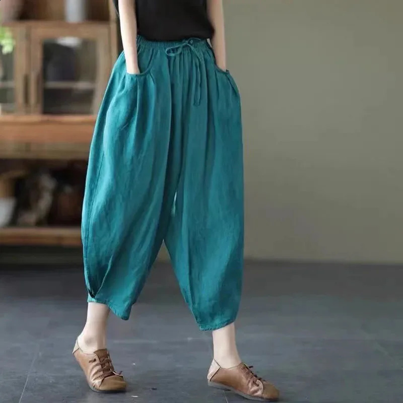 Womens Solid Color Retro Elastic Waist Pants Office Lady Fashion Arrival Trendy Comfortable 260625 - view 3