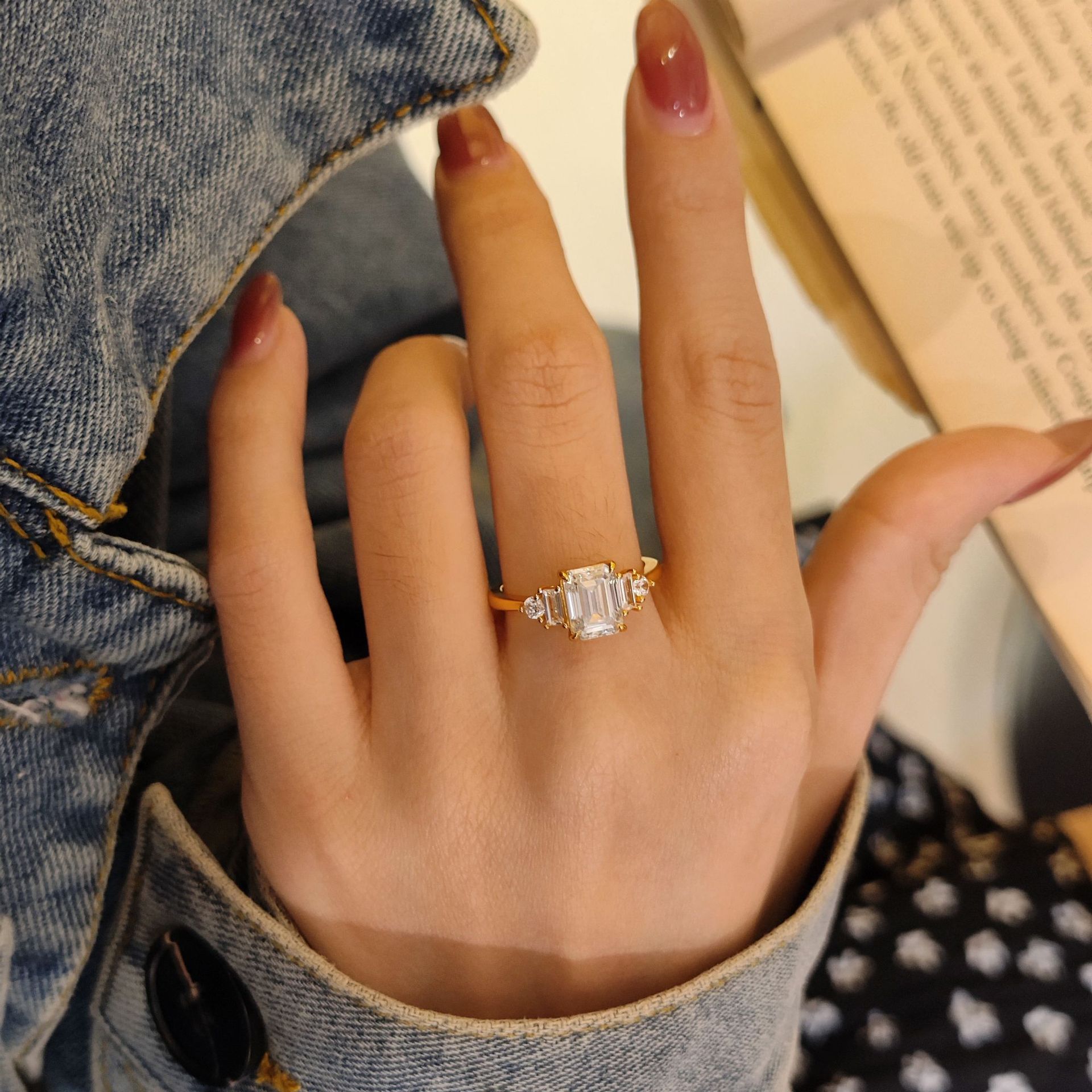 Choucong Ins Top Sell Wedding Rings Handmade Luxury Jewelry Pure 100% 925 Sterling Silver Emerald Cut White High Carbon Diamond Promise Women Bridal R - view 3