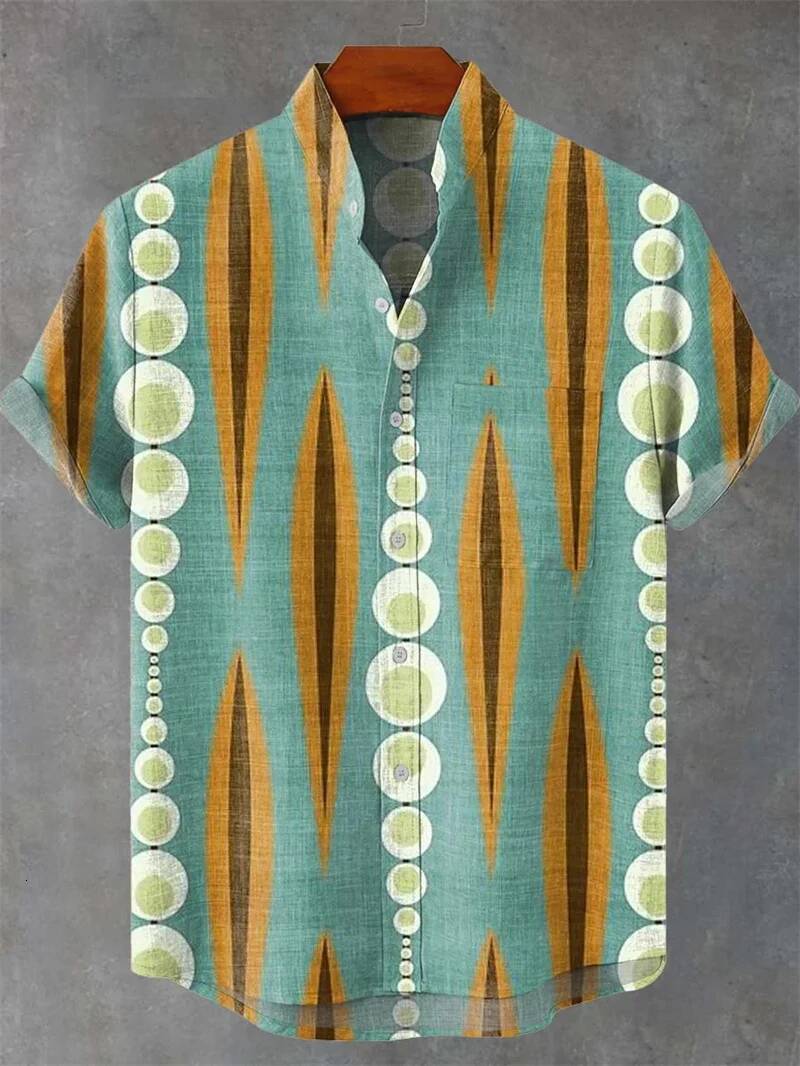 Men's Casual Shirts Polo New Vintage Ethnic Tribal Short Sleeve Mesh Top Casual Holiday Fashion Men's Shirt Hawaii - view 7