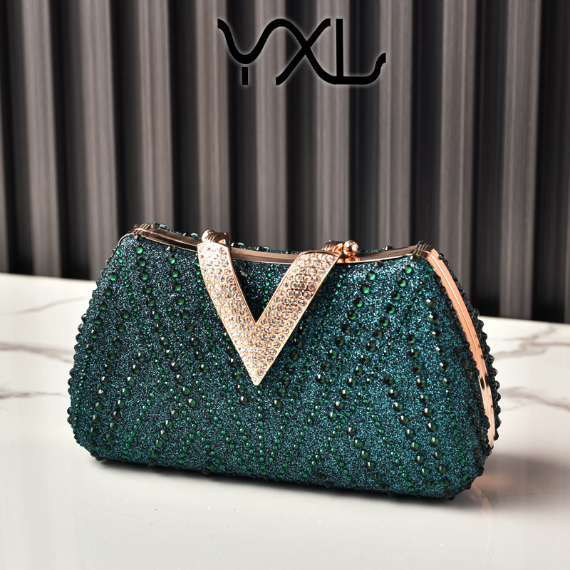New evening diamond-embellished banquet dress hot-stamped rhinestone luxury party bag, cross-border fashion clutch bag manufacturer GLAMOR - view 4