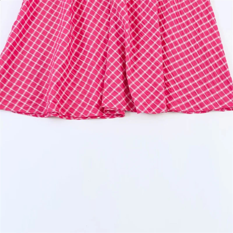 Womens HalfLength Skirt 2026 Summer Style Rose Red Plaid ALine Loose Long Casual Fashion Unique and Versatile 260626 - view 7