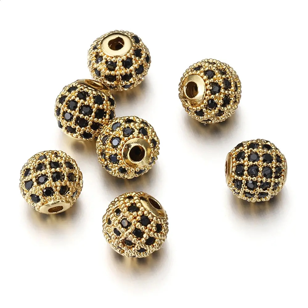 5pcs Metal Brass Micro Pave Cubic Zirconia Round Spacer Loose Beads for DIY Charms Necklace Bracelet Jewelry Making Accessories 260623 - view 6
