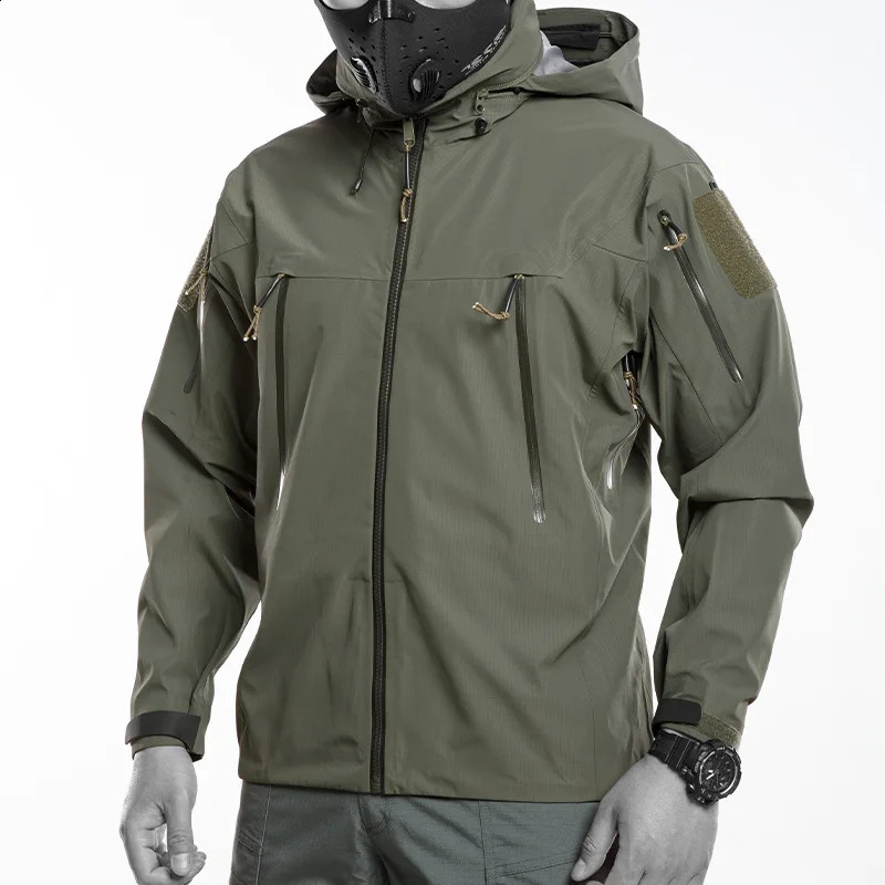 Hardshell Water Proof Mens Jacket Tactical Suit Outdoor Fishing Hiking Camping Tracksuit Coat Multi Pocket Windbreakers 260623
