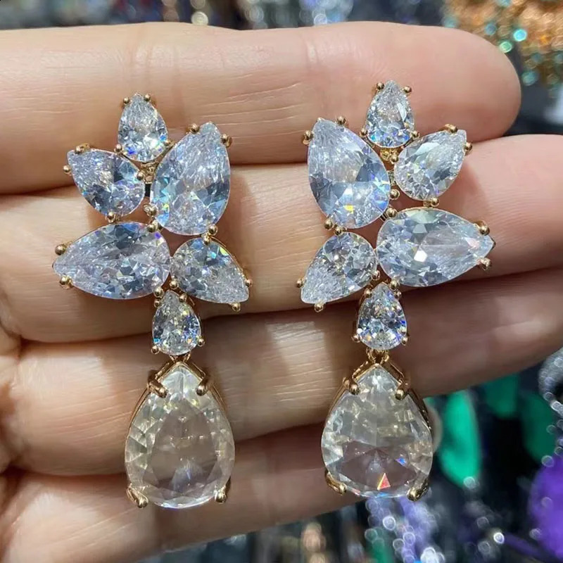 Green Dangle Earrings for Women Jewelry for Evening Party Cubic Zirconia Colorful Leaf Plant Drop Earrings Female Gift 260625 - view 4