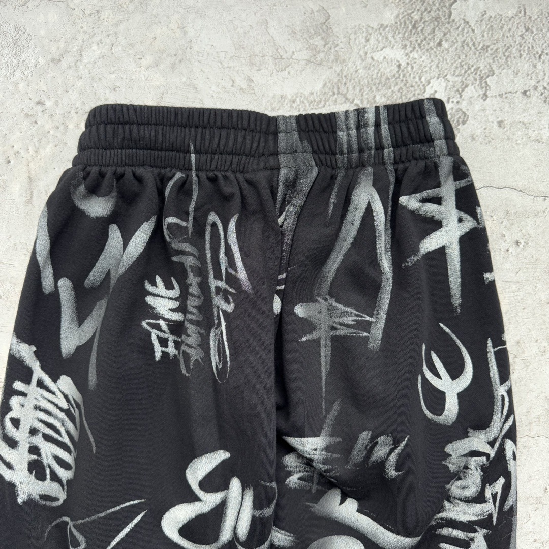 High quality Graffiti letters dirty long pants couple personality casual wide leg cotton Pants - view 6