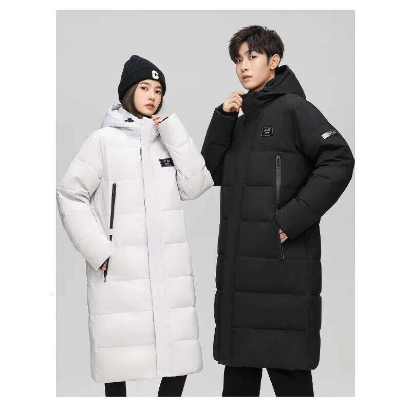 Fashionable White Duck Down Suitable Both Men Women in Winter Long Knee-length Cotton-padded Jackets with Thick Hooded W260626 - view 4