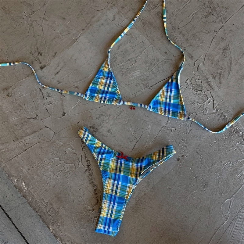 Micro Bikinis 2025 Sexy Women Swimsuit Swimwear Female Brazilian Bikini Set Biquini Bathing Suit Plaid Swimming Suits Beachwear y260615