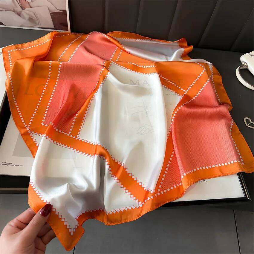 70cm Luxury Silk Square Scarf Womens Satin Bandana Print Scarves Head Band Fashion Lady Hair Shawl Wrap Female Neckerchief Hijab 26Y06226 - view 4