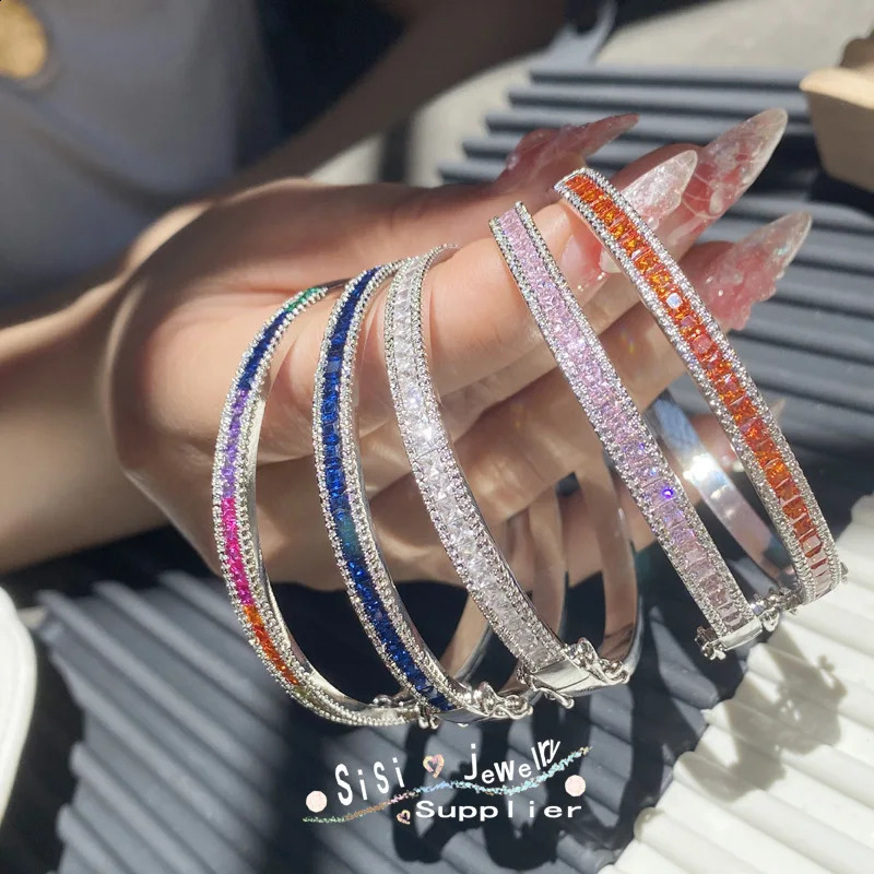 Bright oil painting color treasure bracelet 18K gold-plated rainbow micro-set rock sugar zircon flash diamond hearts and arrows 260626 - view 3