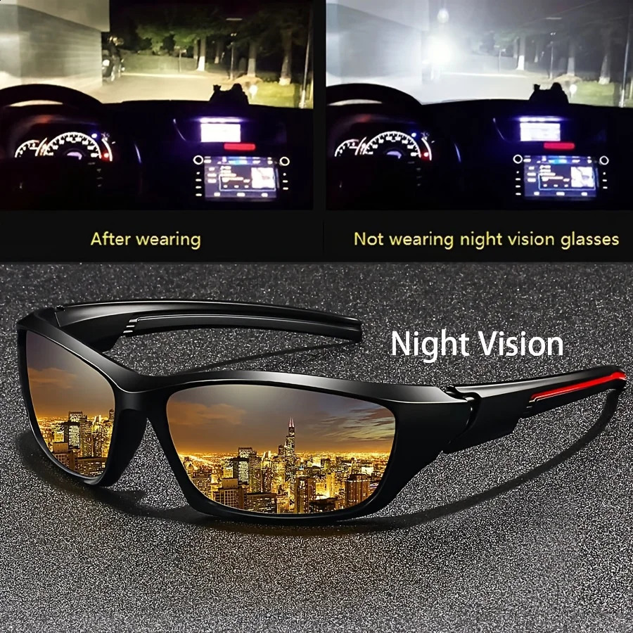 Wrap Around Yellow Night Vision AntiGlare Goggles for Men Women Driving Fishing Beach Polarized Sunglasses UV Protection Glasses 260626