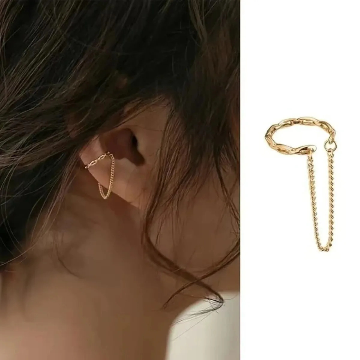 1pc Fashion Minilist No Piercing Ear Cuff Earrings for Woman Chain Bone Clip Girl Cuffs Jewelry 260623