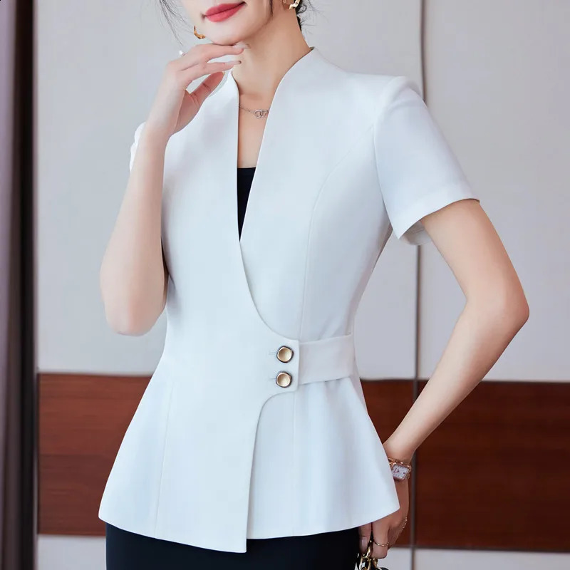 NAVIU Elegant White Blazer Slim Fashion Summer Professional Business Women Work Jacket Office Ladies Coat Tops Outfit 260625 - view 3