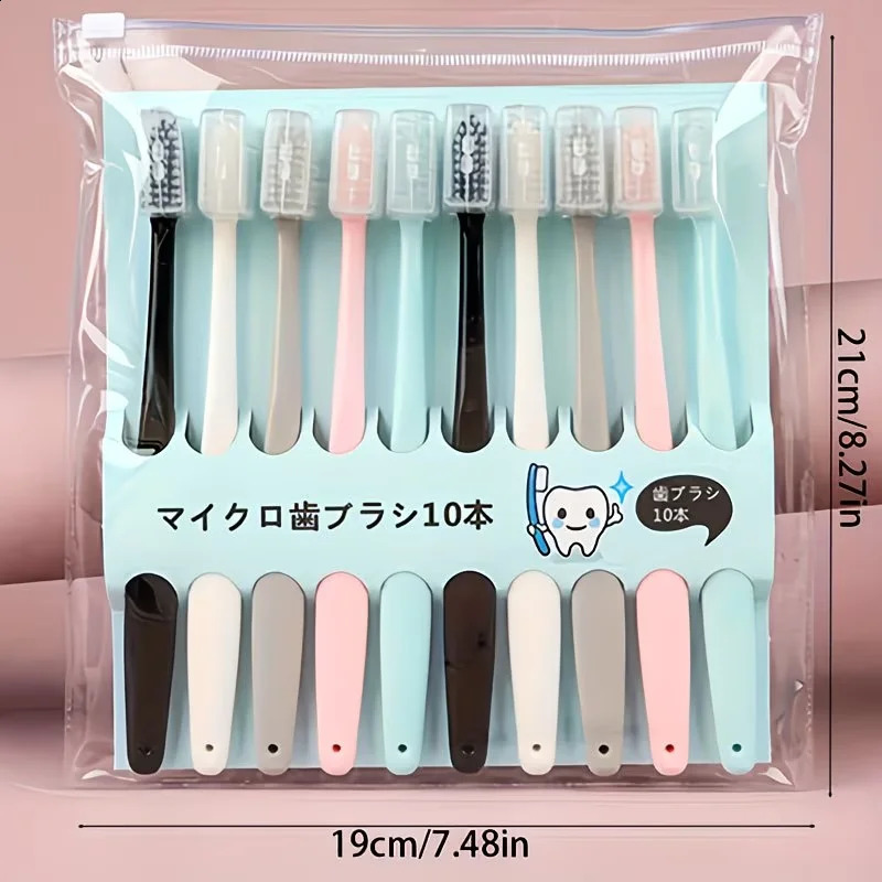10pcsset Teeth Deep Cleaning Toothbrush Soft Bristle Ultrafine Adult Tooth Brush Dental Oral Care Portable Travel 260615 - view 1