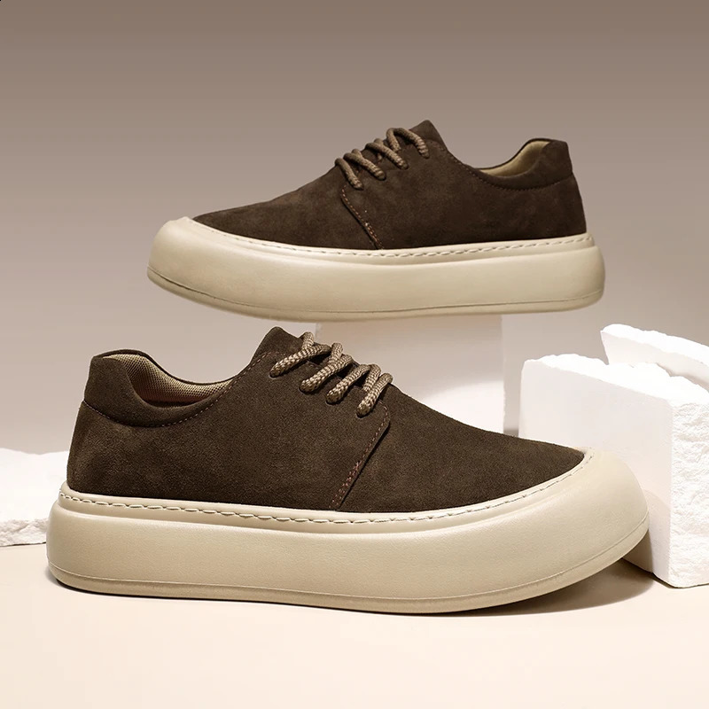 2026 Genuine Leather LaceUp Shoes Men Thick Bottom Casual Suede Fashion Comfy Minimalist Walking Oxford 260626 - view 5