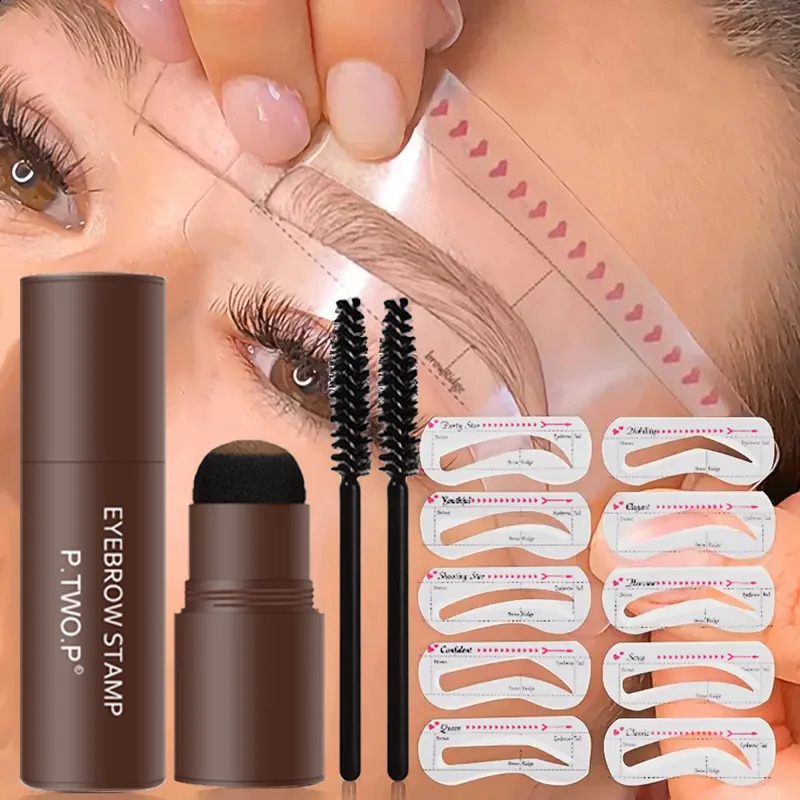 Eyebrow Definer Powder Stamp Makeup With 10 Reusable Stencils Long Lasting Hairline Shadow Powder Hair Chalk Hair Fluffy Powder 260626 - view 1