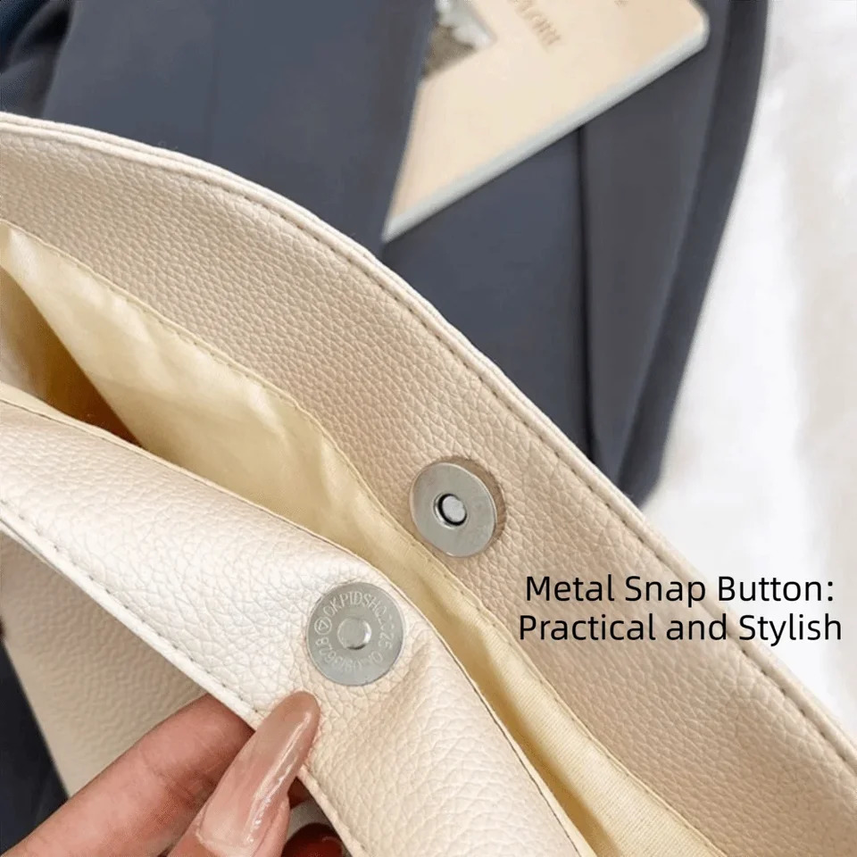 Fashionable PU Leather Bucket Bag Magnetic Closure Large Capacity Womens Shoulder Bag Soft Shopping Bag Daily Outing 260626 - view 6