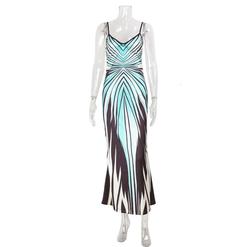 Womens Strap Mini Dress Womens U Neck Striped Print Sleeveless Thin Fit Summer Casual Gown For Women Daily Beach Daily Shopping Outfits - view 6