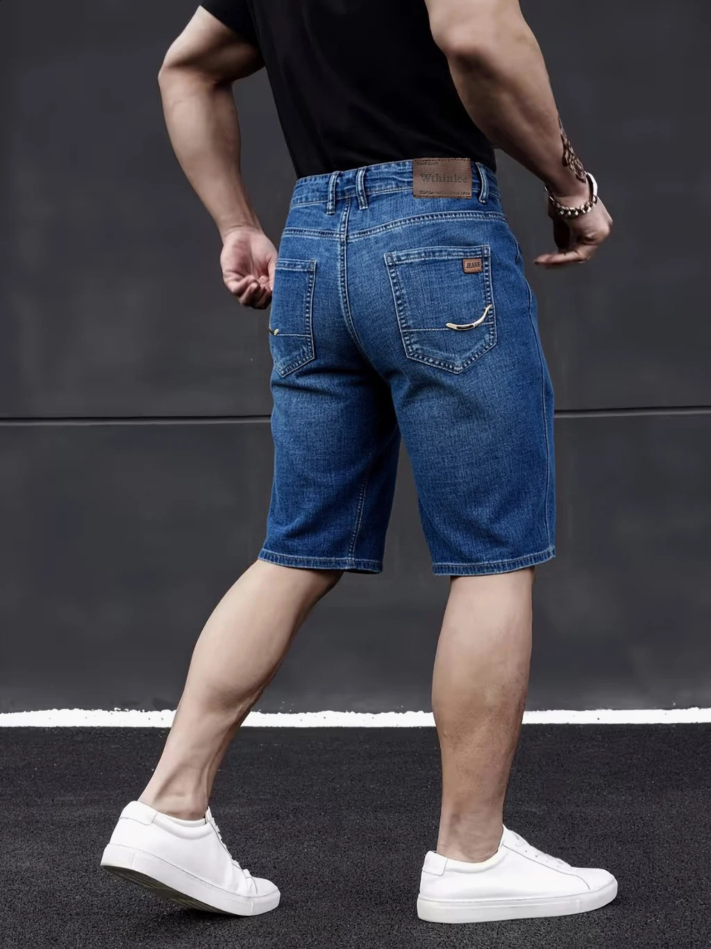 Wthinlee Business Mens Jeans Casual Straight Stretch Fashion Classic Blue Black Summer Denim Shorts KneeLength 260625 - view 7