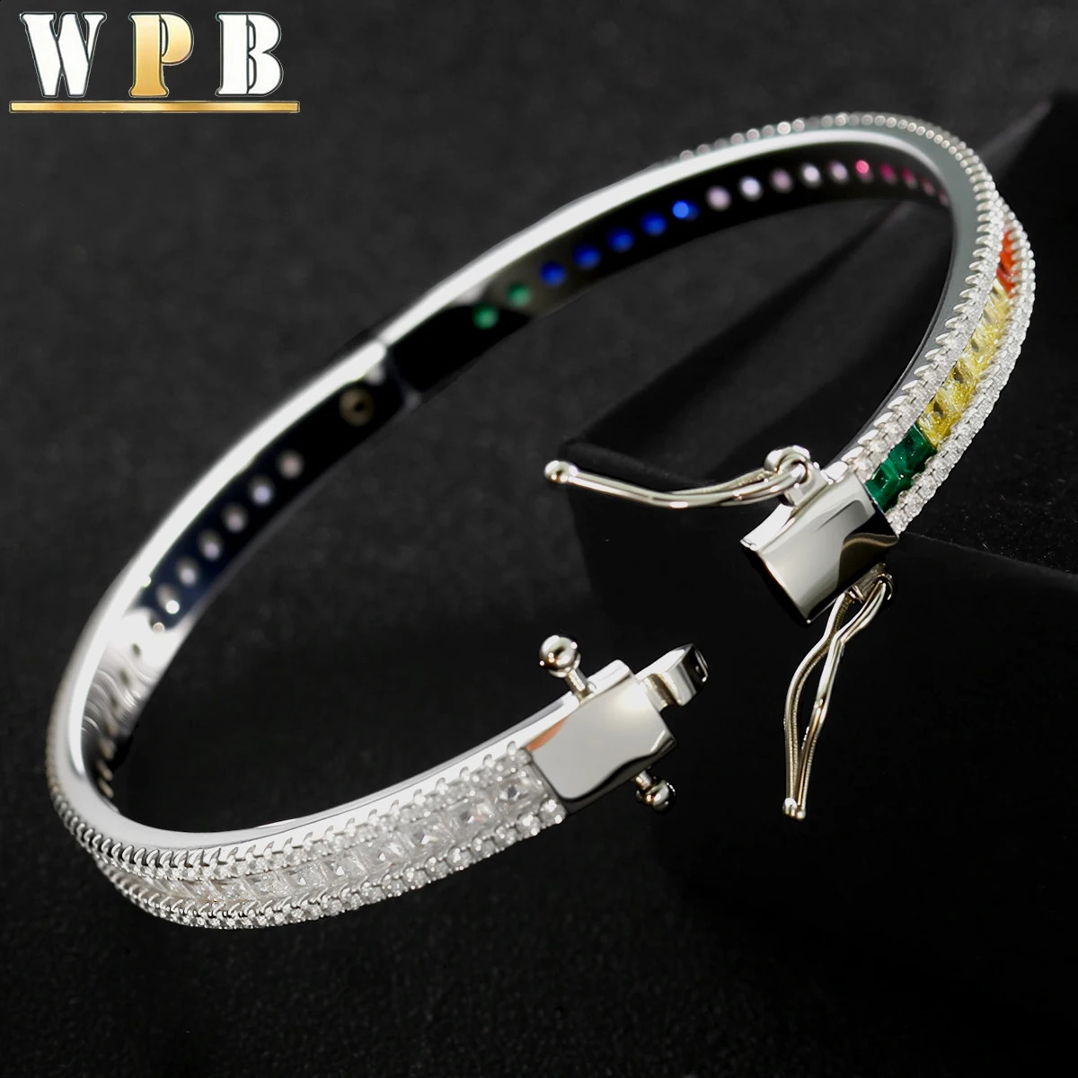 WPB y Style Colorful Zircon Bracelet for Women Platinum-Plated Push-Pull Clasp Stylish for Daily/Dates/Light Business Wear 260626 - view 3
