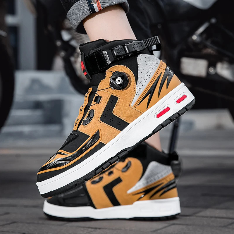 Fashionable and Trendy Anti Slip Motorcycle Boots Wearresistant Riding Leather Shoe High Top Casual Shoes 260626 - view 4