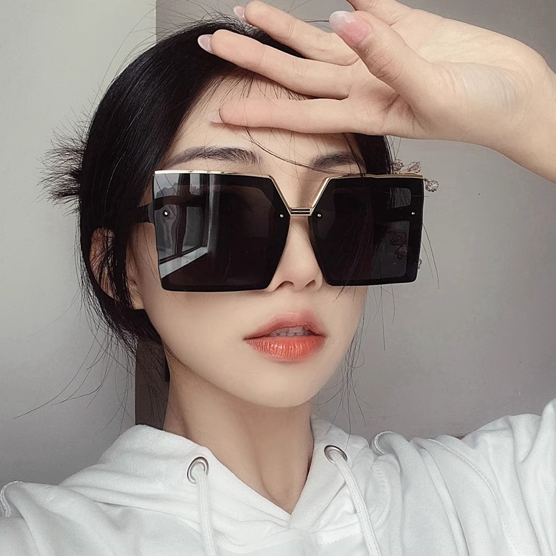 Square Sunglasses For Women 2024 New Model, Slimming Effect Large Faces, Frame Sunglasses, UV Protection, Street Style, Unique Frameless Glasses