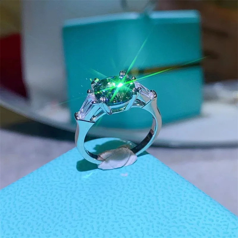 y Platinum Solid PT950 Womens Ring Diamond Banquet Proposal 2 Mint Green 260625 - view 3