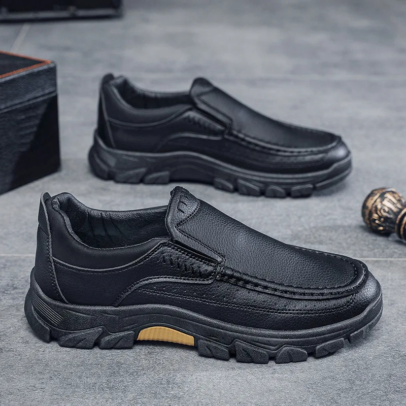 Spring Autumn Mens Casual Shoes British Middle aged Dad Fashion Business Leather 260624 - view 4
