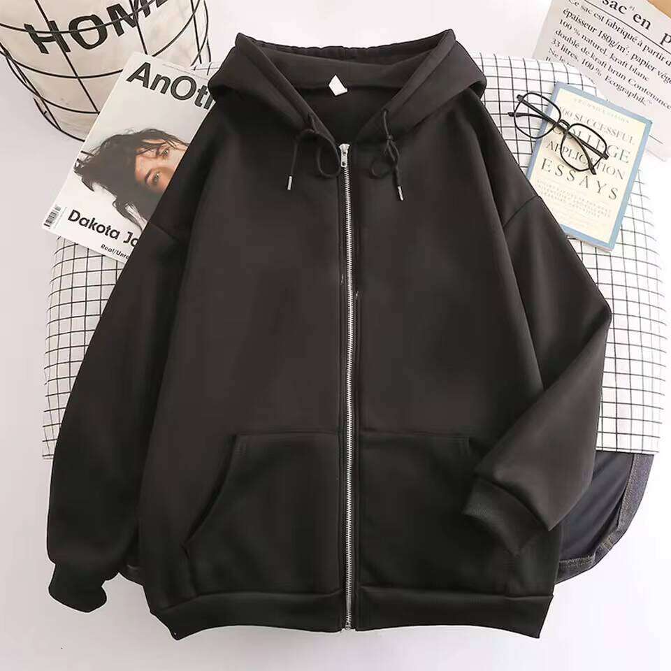 High Street Men's Solid Color Zipper Long Sleeve Loose Jacket Casual Hoodie Sports Shirt Y2K Fashion Outdoor Clothing W260626 - view 1