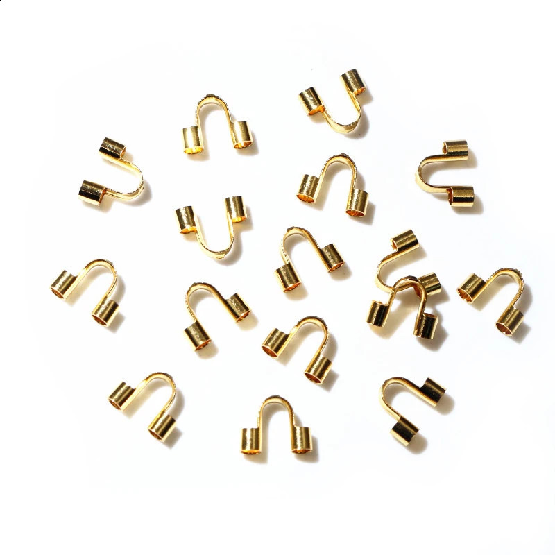 50pcs Stainless Steel Gold Color Wire Protectors Guard Guardian Protectors Loops U Shape Clasps Connector For Jewelry Making 260623 - view 6