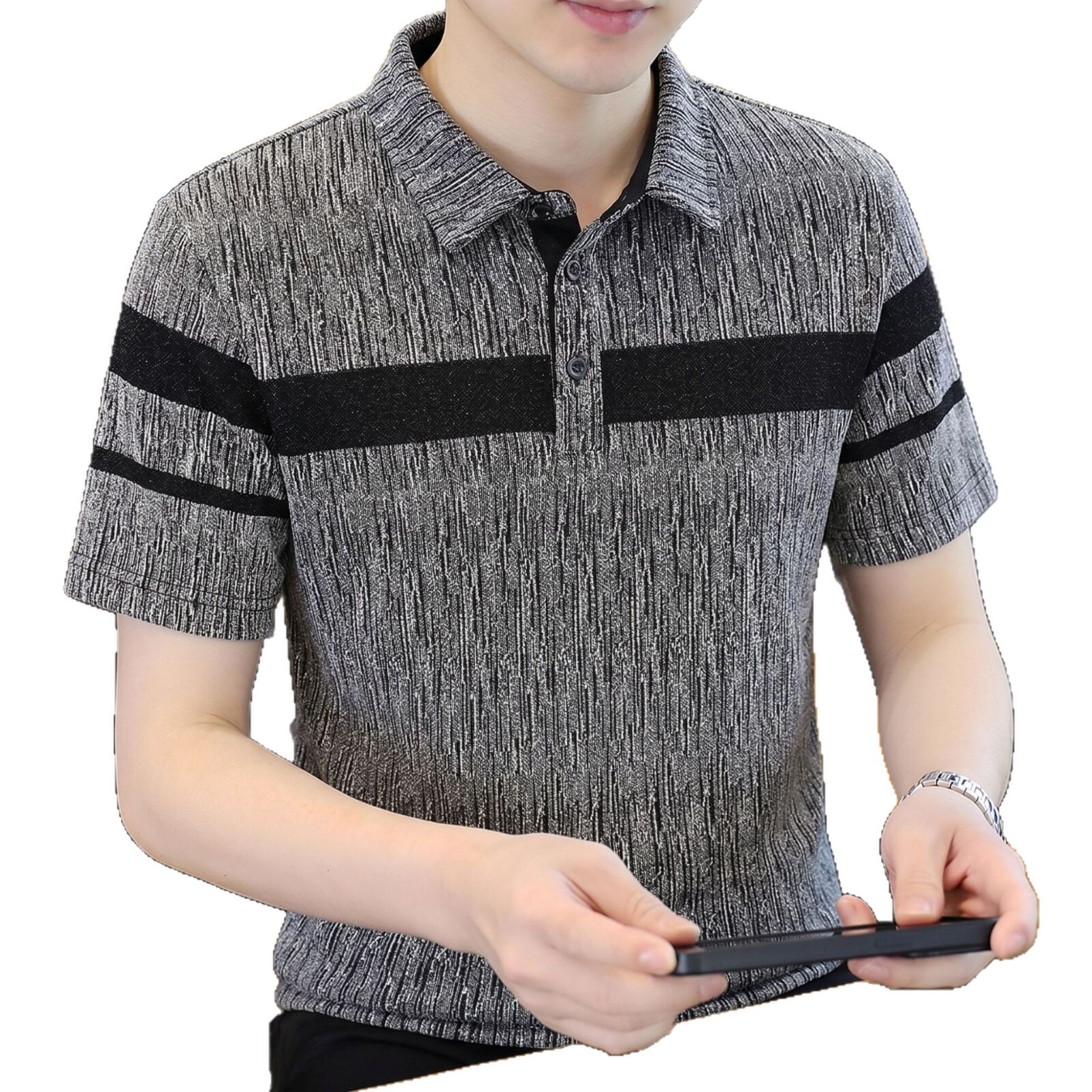 High-End Summer Color-Blocked Turn-Down Collar Short-Sleeve T-Shirt POLO Shirt, Fashionable, Casual, Versatile Men's Clothing - view 6