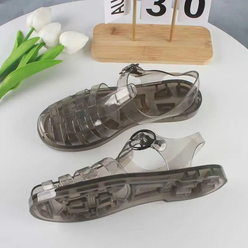 Womens Summer Baotou Hollow Jelly Sandals Soft Sole Non Slip Breathable Outdoor Beach Sandals Flat Sole Crystal Sandal 260626 - view 5