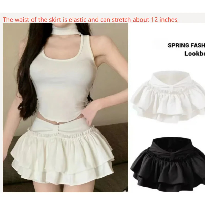 Shorts Korean Chic Kawaii Ballet-Style Tiered Skirt Sweet Princess Mini Skirts Elegant Elastic High Waist Ladys Matching SKirt 260626 - view 7