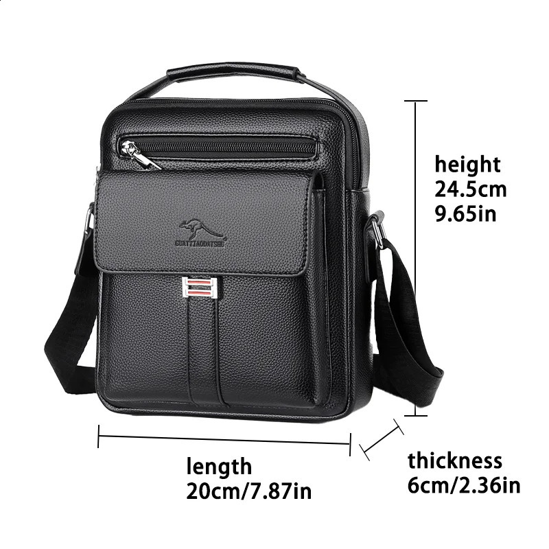 Mens Vintage Faux Leather Shoulder Bag Business Crossbody Bag Multi Pocket Daily Messenger Bag Male Casual Handbag 260626 - view 5
