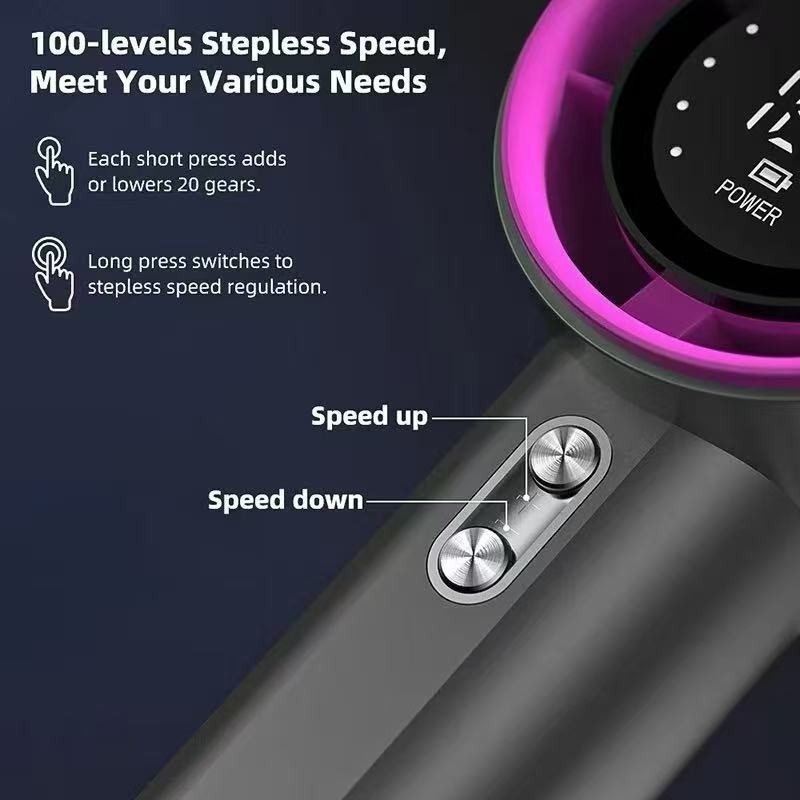 Turbo High Speed Hand Fan Digital Multi Speed USB Portable Cooling Fan