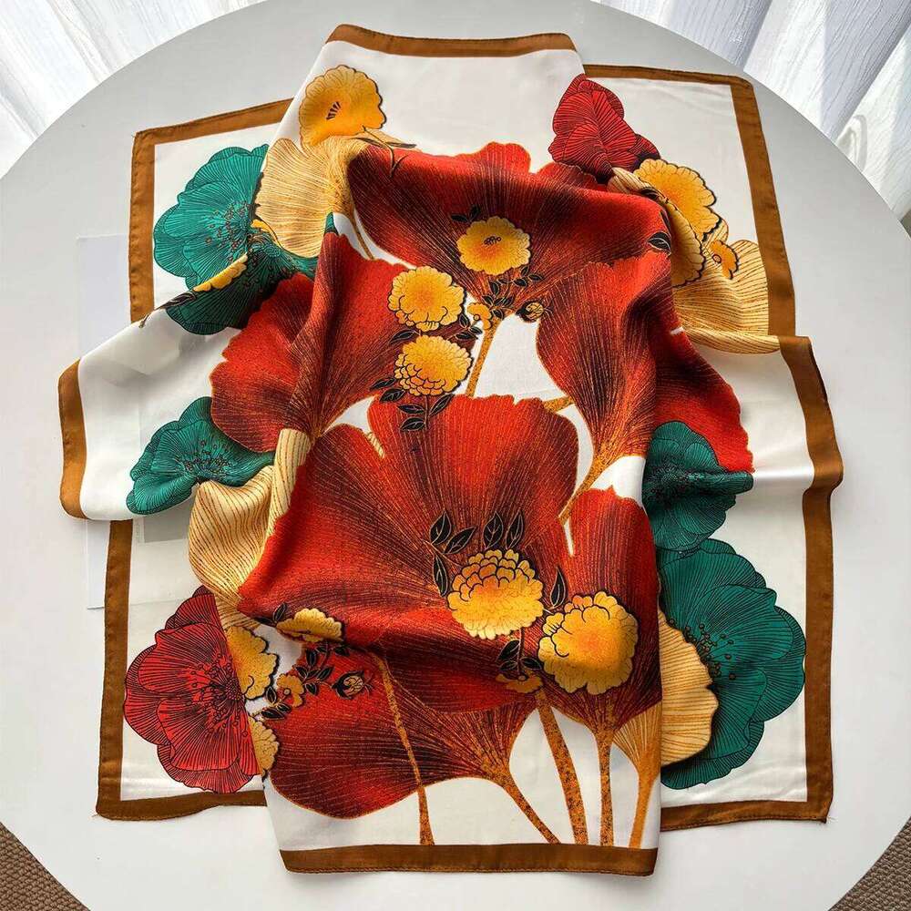 Fashion Square Silk Scarf Women Hairband Oil Printed Small Satin Shawls Foulard Neckerchief Female Headbands Bandana 26Y06226