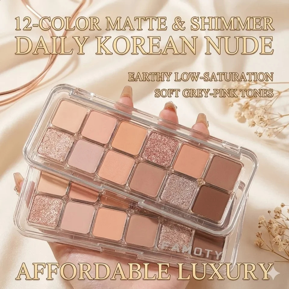 12-Color Low Saturation Eyeshadow Palette All Matte Tea Apricot Eye Makeup Palette Daily Earth Makeup Long Lasting Eye Shadows 260626 - view 7