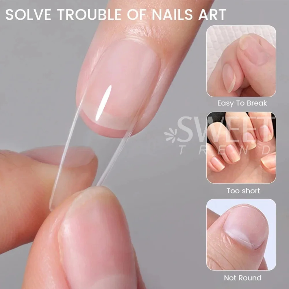 550pcs Translucent Frosted Nail Tips Soft Almond Coffin Square Acrylic Soft Full Cover False Nails Matte Press On Nails Manicure 260626 - view 3
