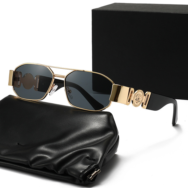 New Cross Border Small Square Frame Double Beam Sunglasses for Men High End with Decorative Head Shaped Temple Legs European and American Style Glasse - view 3